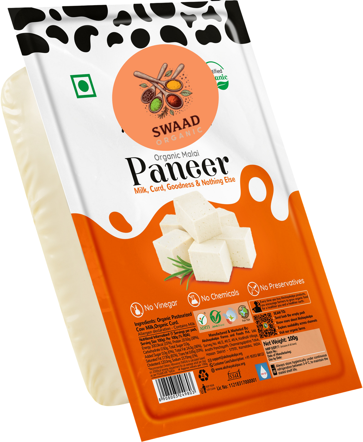 Swaad Organic - A2 Malai Paneer